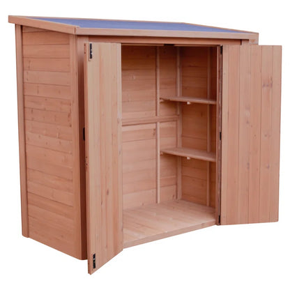 Cedar Wooden Heavy Duty Lean-To Storage Shed with Double Doors