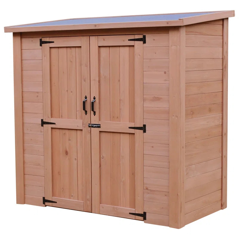 Cedar Wooden Heavy Duty Lean-To Storage Shed with Double Doors
