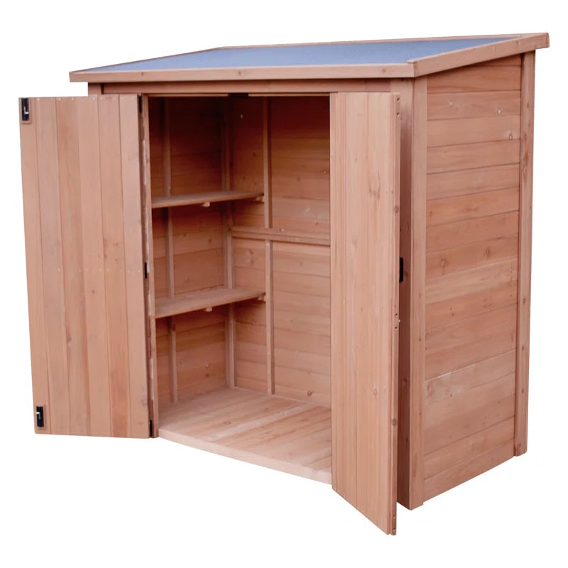 Cedar Wooden Heavy Duty Lean-To Storage Shed with Double Doors
