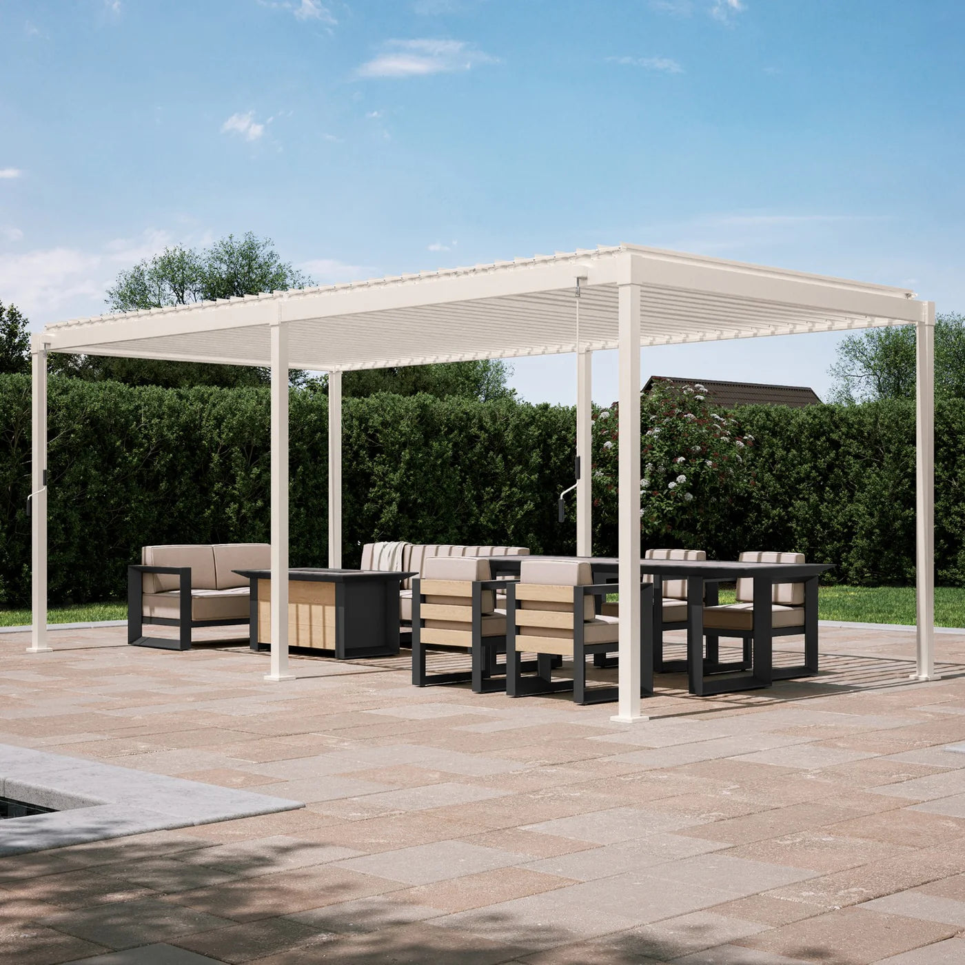 80/88S Steel Frame Pergola with Adjustable Louvered Roof