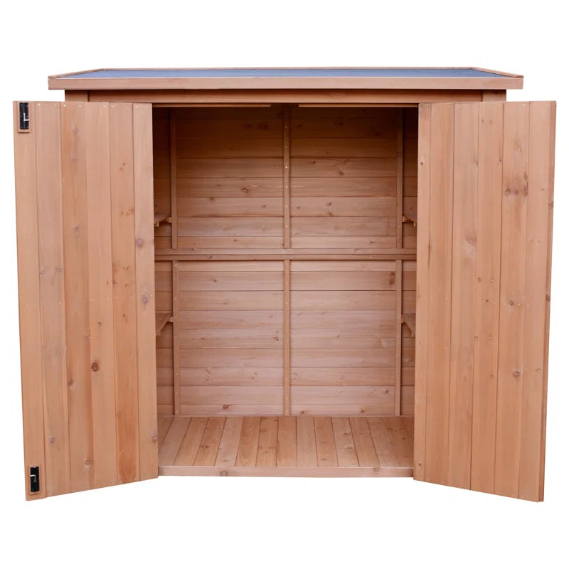 Cedar Wooden Heavy Duty Lean-To Storage Shed with Double Doors