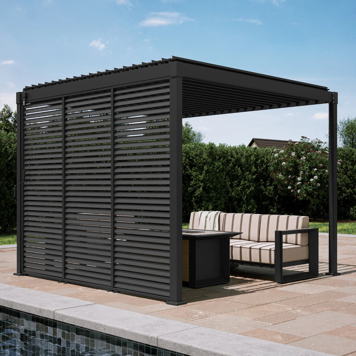 80/88S Steel Frame Pergola with Adjustable Louvered Roof
