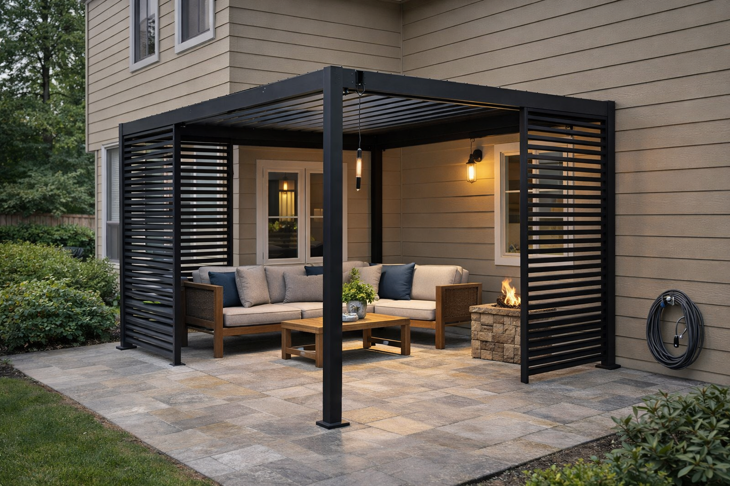 80/88S Steel Frame Pergola with Adjustable Louvered Roof