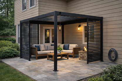 80/88S Steel Frame Pergola with Adjustable Louvered Roof