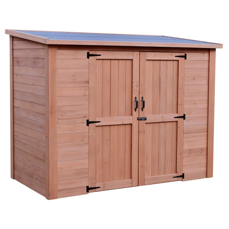 Cedar Wooden Heavy Duty Lean-To Storage Shed with Double Doors