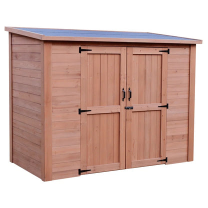 Cedar Wooden Heavy Duty Lean-To Storage Shed with Double Doors