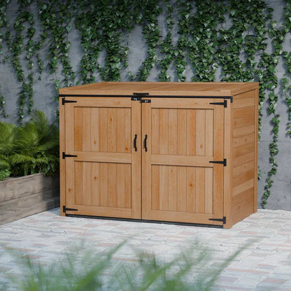 HEAVY DUTY Cedar Horizontal Trash Can and Recycling Storage Shed