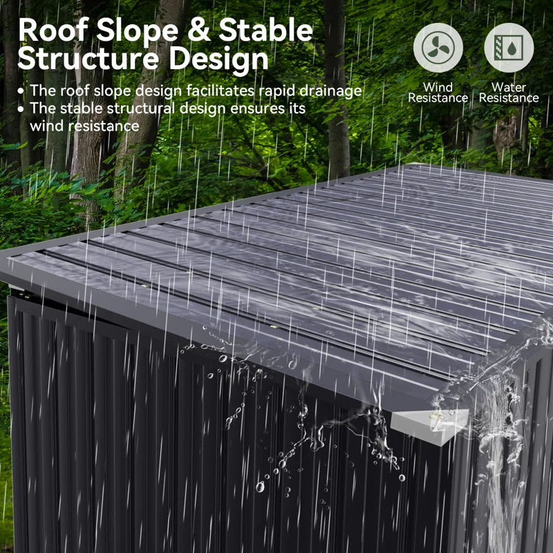Storage Shed 3.3 X 5.6 Ft Metal Trash Shed Waterproof outside Storage