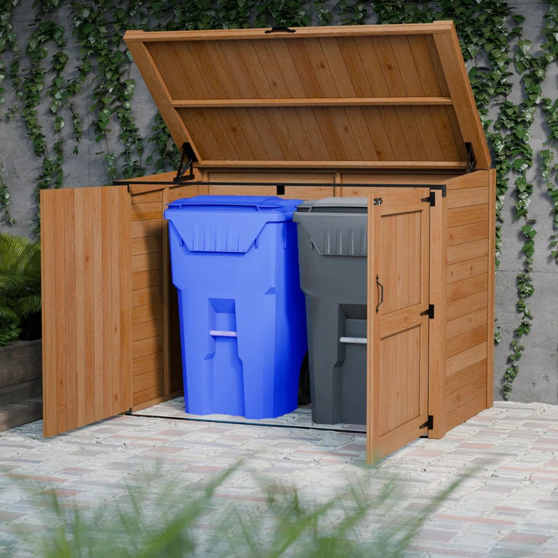 HEAVY DUTY Cedar Horizontal Trash Can and Recycling Storage Shed