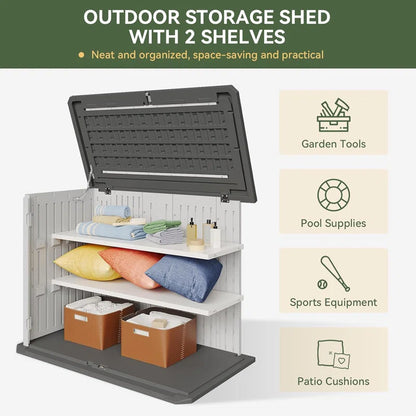 35 Cu.Ft Vertical Storage Sheds Outdoor Waterproof with Shelves and Floor
